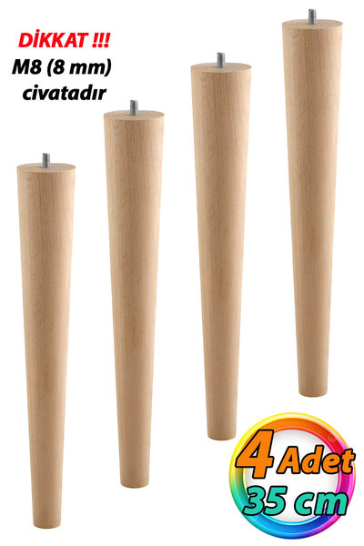 GLASWEN 4 Adet Ahşap Ayak 35 Cm Masa Zigon Sehpa TV Ünitesi Puf Tabure Ayağı ...