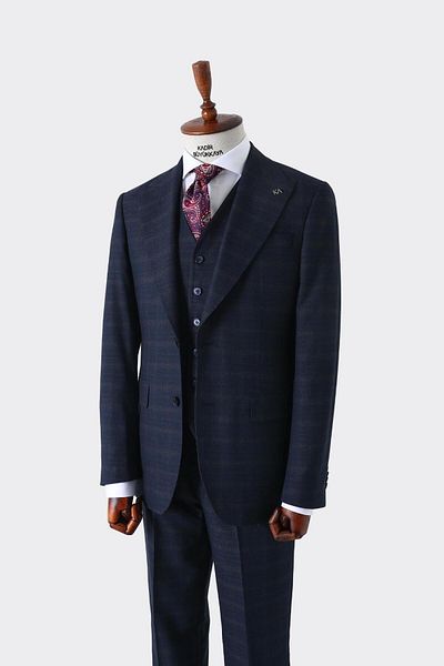 Kadir Büyükkaya Men's Suit - Modern Fit, Slim Fit Stylish and Comfortable with Vest - Kaw1007S