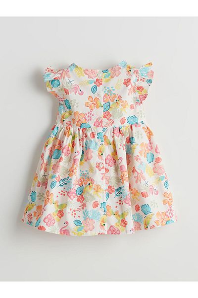 LC Waikiki New Season Crew Neck Floral Girl's Poplin Dress - S58355Z1