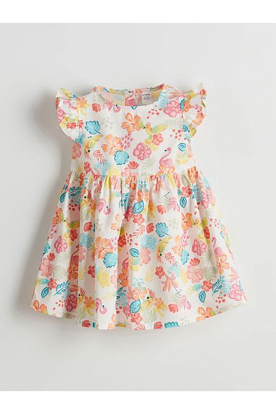 LC Waikiki New Season Crew Neck Floral Girl's Poplin Dress - S58355Z1