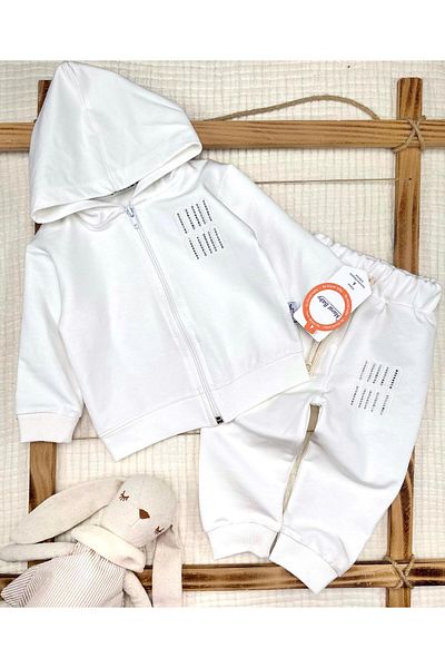 Murat Baby Girl's Stoned Zippered Cotton Seasonal Cardigan Set