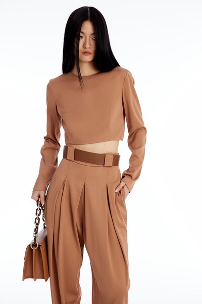 rue Μακρυμάνικη μπλούζα Camel Crop