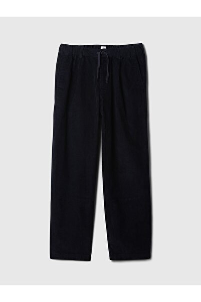 GAP Erkek Lacivert Pileli Kadife Baggy Pantolon