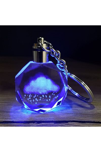 SARFEX Led Lighted Crystal Keychain Rain Cloud Color Changing Stylish Design Gift