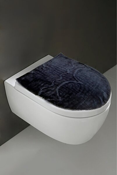 AVANTAJ Peluş Düz SiyahRenk Klozet Kapak Örtüsü, Banyo Klozet Örtüsü