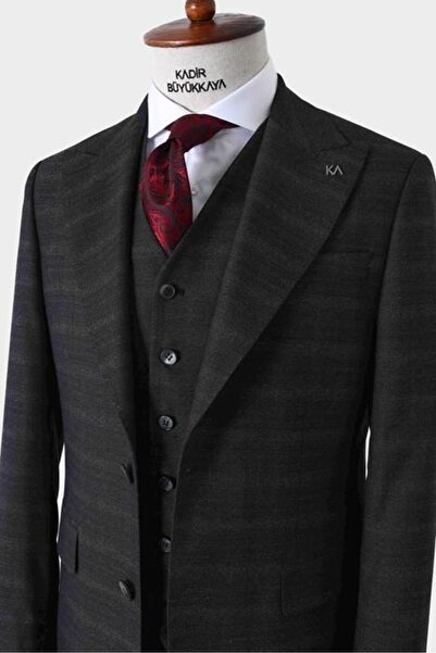Kadir Büyükkaya Modern Kesim Yelekli Erkek Takım Elbise - Slim Fit Şık Ve Rahat-kaw1007s
