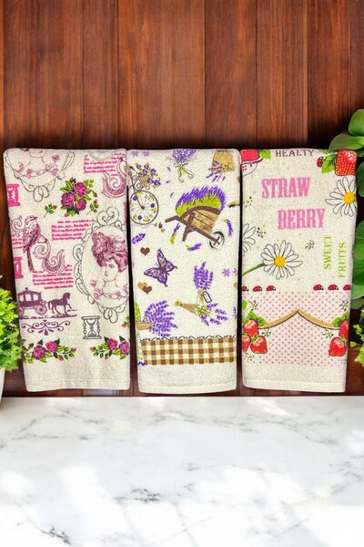 CNR Garden 3 Printed Towels |   30X50 cm Hand and Face Towel Set |   Kitchen ...