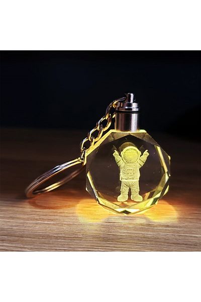 SARFEX Led Lighted Crystal Keychain Atronot Color Changing Stylish Design Gift