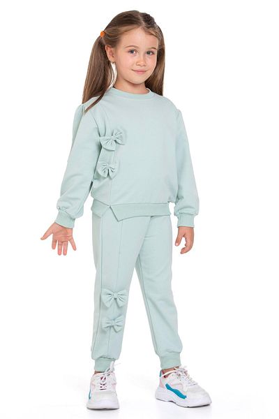 zepkids Mint Color Girl's Tracksuit Set with Bow on the Front
