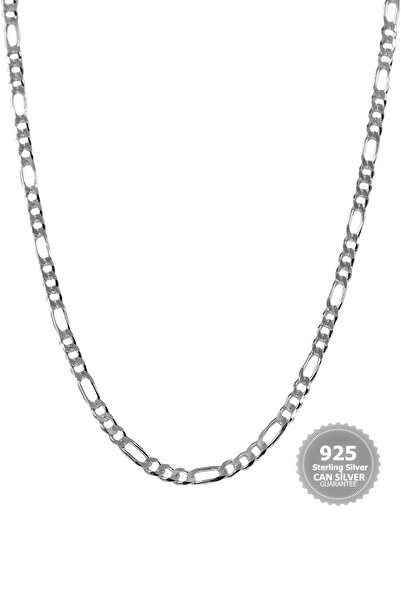 CAN SİLVER 925 Ayar Gümüş Figaro Erkek Zincir Kolye 4mm - Gümüş Erkek Kolye