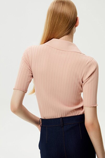 rue Bluză din tricotaje pulbere cu guler