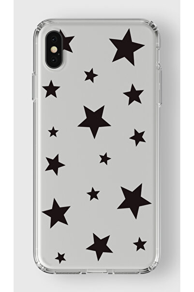 moonset Iphone XS Max Uyumlu Yıldızlar Tasarımlı Baskılı Şeffaf Telefon Kılıfı