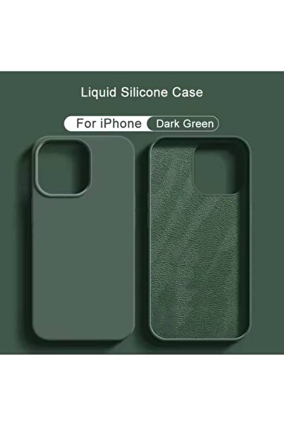 BRUNTOO Apple Iphone 13/14 Lansman Kılıf Içi Kadife Dişi Silikon Kapak Haki .