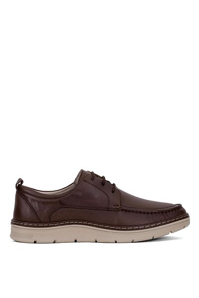 Ayakkabı Fuarı Elit CNR228C Ανδρικά παπούτσια casual από γνήσιο δέρμα καφέ