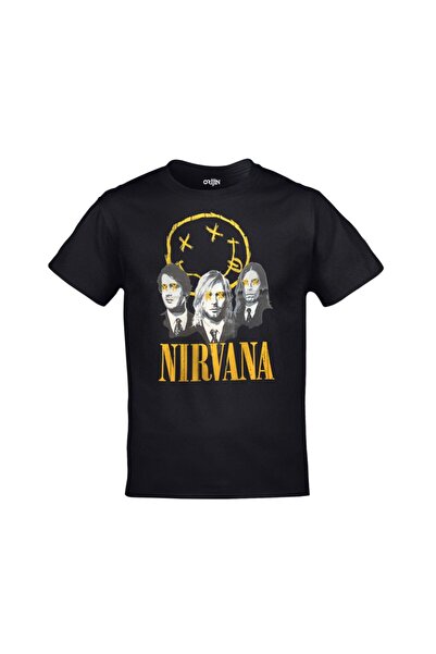 Kalic Studio Tricou unisex negru cu imprimeu Nirvana Group Smile