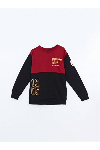 LC Waikiki Crna okrugla kragna Galatasaray Štampano majica za dečake