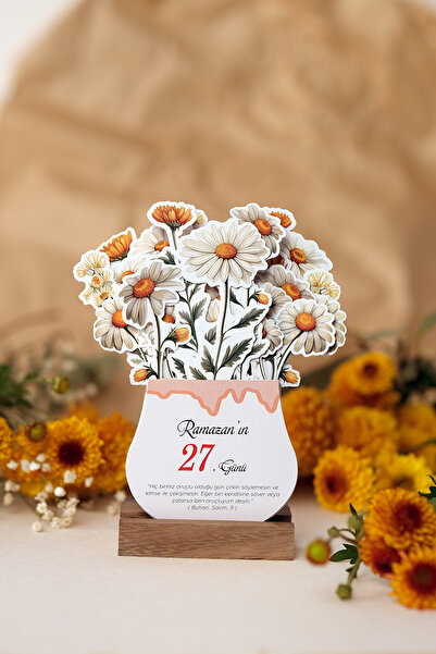 tifopix Ramazan Takvimi Papatyalı - Ramazan Ayı Hadis-i Şerifli -  Ahşap Ayaklı Takvim , Ramazan