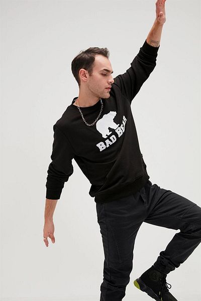 Bad Bear Black Crewneck Rubber Printed Sweatshirt - L - St05353-Black-L