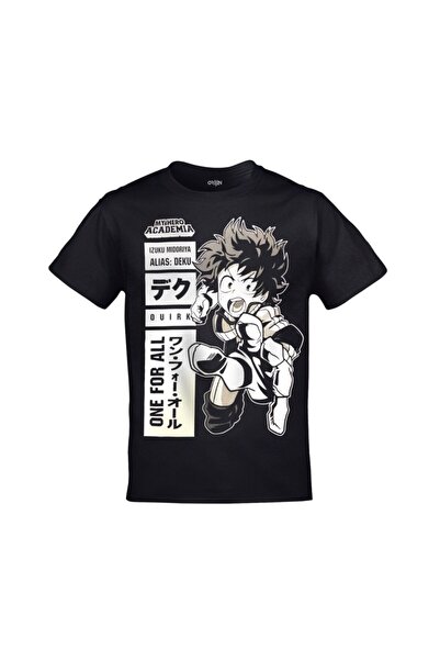 Kalic Studio Tricou negru unisex cu model My Hero Academia Izuku Midoriya Deku
