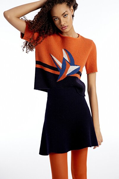 rue Fusta mini cu volan bleumarin