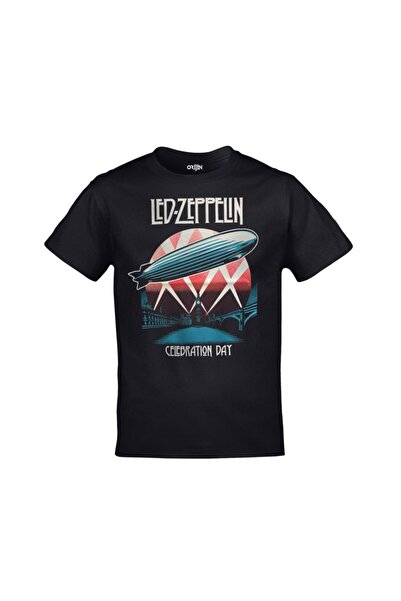 Kalic Studio Tricou negru unisex cu imprimeu Led Zeppelin Celebration Day