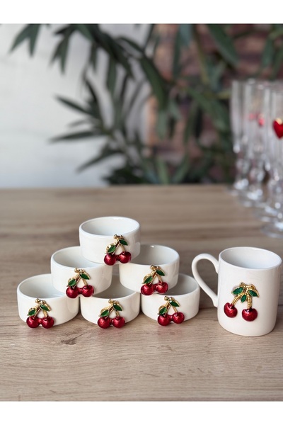 Hediye Köşkü 6lı Porselen Kirazlı Lokumluk