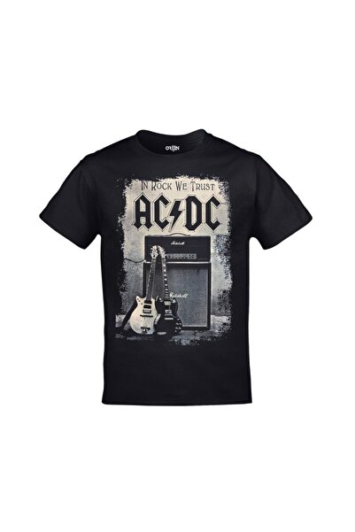 Kalic Studio Negru unisex „In Rock We Trust” imprimat AC/DC
