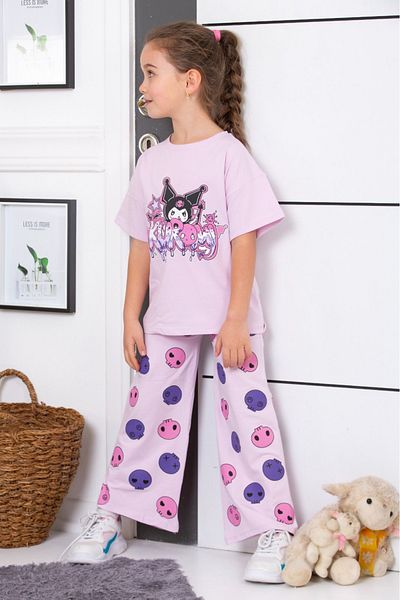 tunays shopping Kuromi Printed Oversize T-Shirt and Spanish Leg Leggings Set