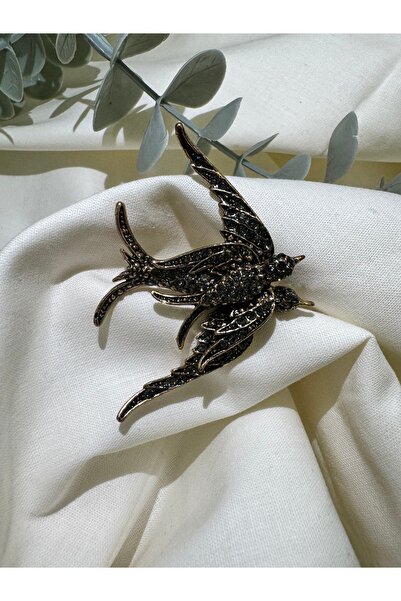 Genel Markalar Kararmaz El Yapımı Antrasit Kırlangıç Broş
