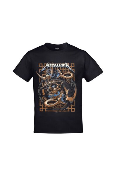 Kalic Studio Tricou unisex Metallica cu imprimeu cu șarpe cu craniu negru