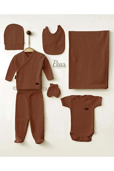 Pear Wear 7 Piece Pique Hanging Hospital Set for Baby Boy - 70X80 cm