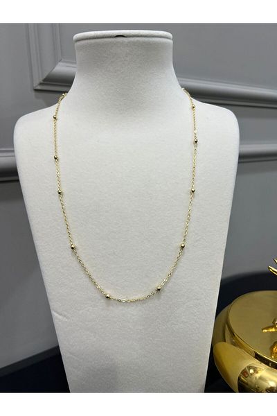 Store Gold Color Steel Beaded Necklace