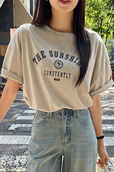 WOODROFFE The Sunshine Printed Oversize Γυναικείο Tshirt - Χαλαρό Σχέδιο