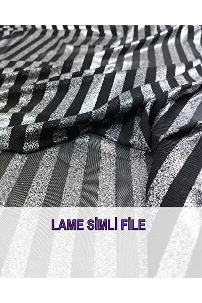 Kumaş Parça Siyah Lame İnce File En: 150