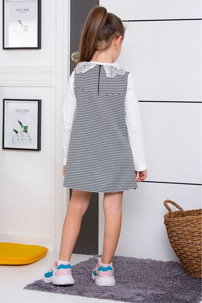 tunays shopping Lace Collar Detailed Houndstooth Girl's Dress