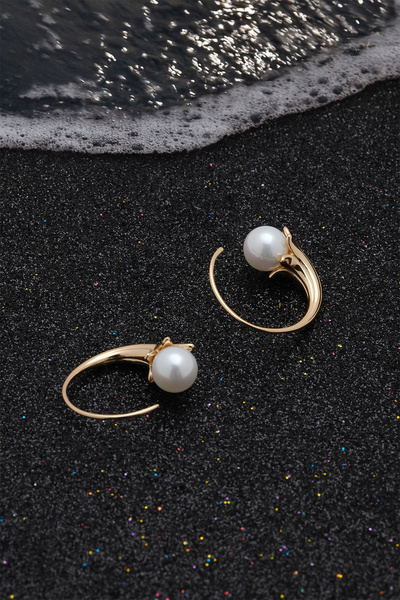 MOODAFESTİVALİ Kadın Çelik Halka İnci Detay KÜpe Gold