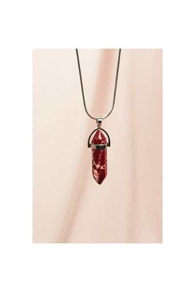 Royaleks Natural Rhodochrosite Necklace - 3.5 cm Pendant, 20 cm Chain, Handmade Design