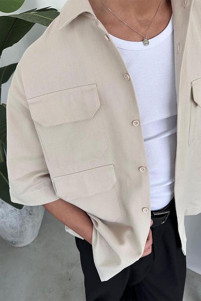 HAFKAGİYİM Πουκάμισο Oversize με λεπτομέρεια τσέπης με πέτρινο σχέδιο