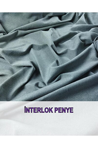 Kumaş Parça Gri Yeşil Renkte İnterlok Penye En: 190