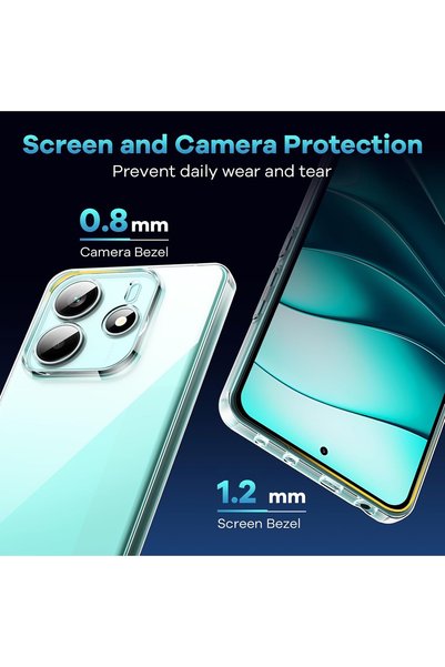 m.tk moveteck Redmi Note 14 Case Camera Protruding Protection Colorless Soft Transparent Silicone Cover
