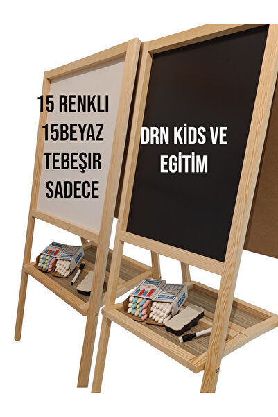 Store Çift Taraflı Ayaklı Yazı Tahtası Silgi ,tahta Kalemi Ve 15i Beyaz 15i Renkli 30 Tebeşir Hediyesidir