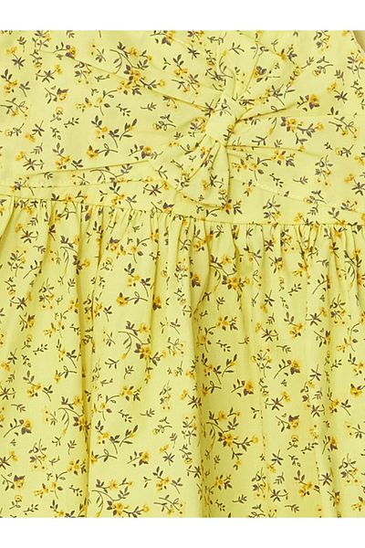 LC Waikiki Lcw Eco Yellow Square Neck Floral Girl's Dress