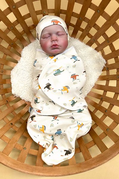 minial New Baby Gift - Combed Cotton Velcro Swaddle Beanie