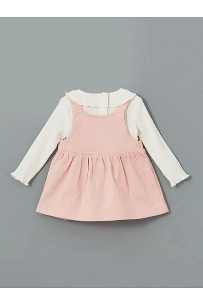 LC Waikiki Lcw Baby Pink Crew Neck Baby Girl Blouse and Dress 2Pcs