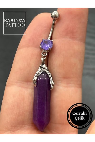 Karınca Piercing Dragon Dragon Dangle Belly Piercing Amethyst Pink Quartz Turquoise Natural Stone Belly Piercing