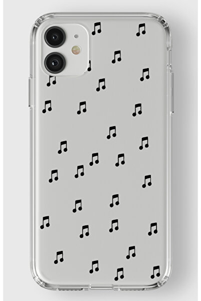 moonset Iphone 11 Uyumlu Müzik Notası Tasarımlı Baskılı Şeffaf Telefon Kılıfı