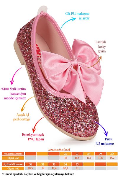 Kiko Kids Tari Broken Glass Bow Elastic Girls' Ballerina Shoes