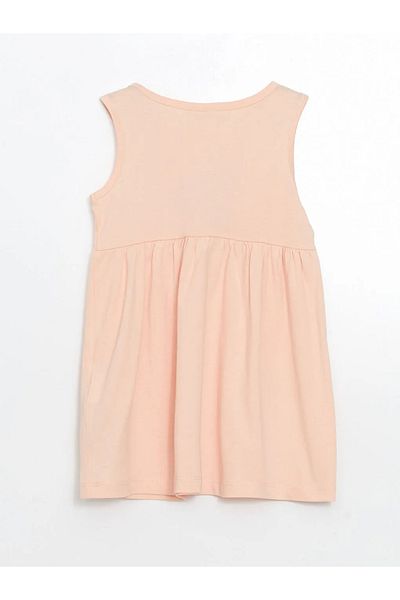 LC Waikiki Lcw Eco Pink Crew Neck Printed Girls' Dress