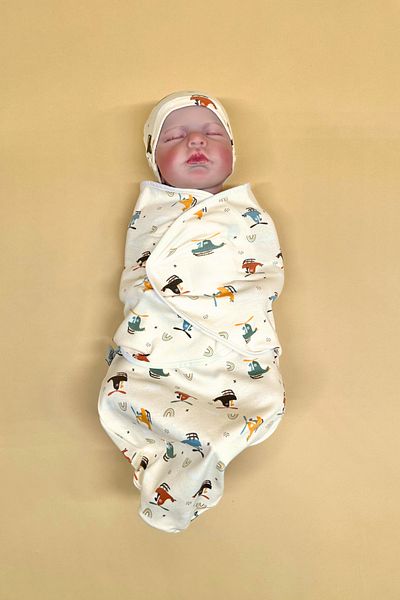 minial New Baby Gift - Combed Cotton Velcro Swaddle Beanie