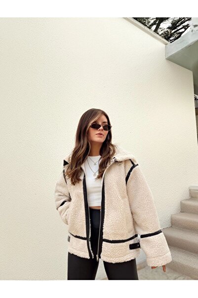 Fistan Byn Melisa Teddymantel mit Lederdetail